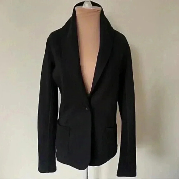 Standard James Perse Black Stretch Cotton One Button Knit Blazer Size 2 Small - Picture 1 of 9